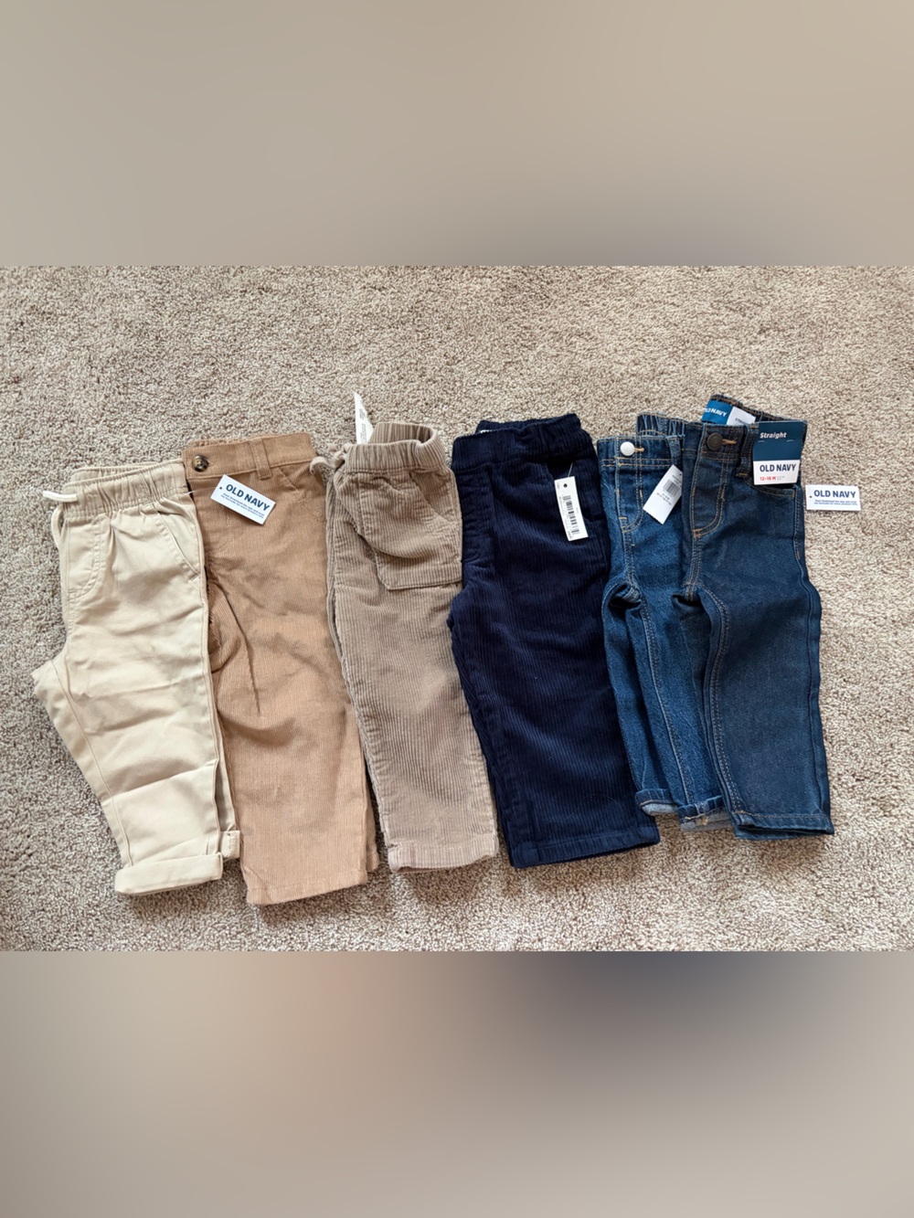 Old Navy Kids Jeans & Corduroy Pants Bundle in Beige, Tan, Navy, Blue